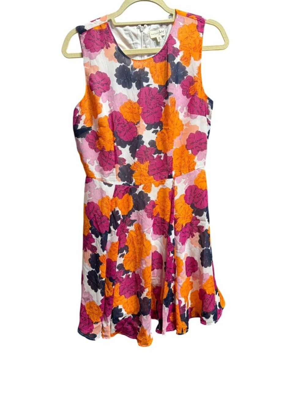 Maison Jules Floral Sleeveless Fit Flare Dress Lined Flower Flattering Sz M NWOT